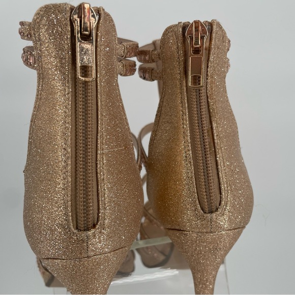 2FOR$20 Sparkly Y2K Gold / Rose Gold Open Toe Bedazzled Stilettos / Party Heels - Picture 15 of 16